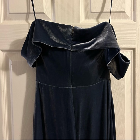 Revelry Bridesmaid Dress - Bardot Velvet Dress - Indie Blue - Picture 5 of 8